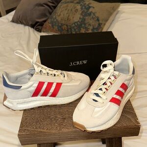Unisex Adidas White and Red Sneakers